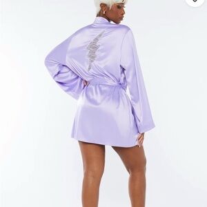 Lavender Satin Robe with Lightning Detail